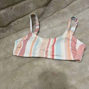 XHILARATION Padded top small swimsuit . Beautiful colorful in strips . Used